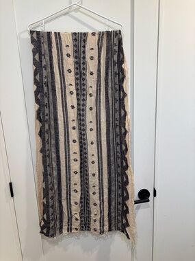 Neutral Beige & Black Striped Women's Scarf